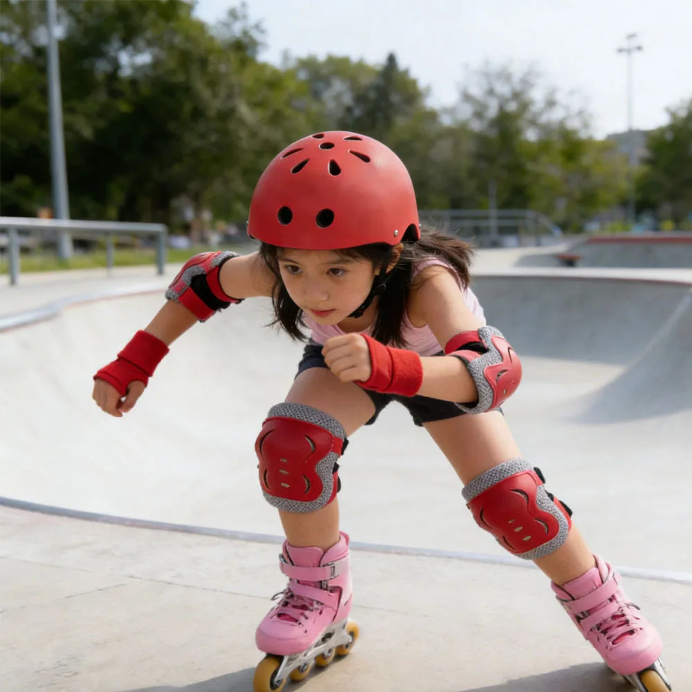 7Pcs/Set Kids Knee Pads and Elbow Pads Guards Protective Gear Set Safety Gear for Roller Skates Cycling Bike Skateboard Sports